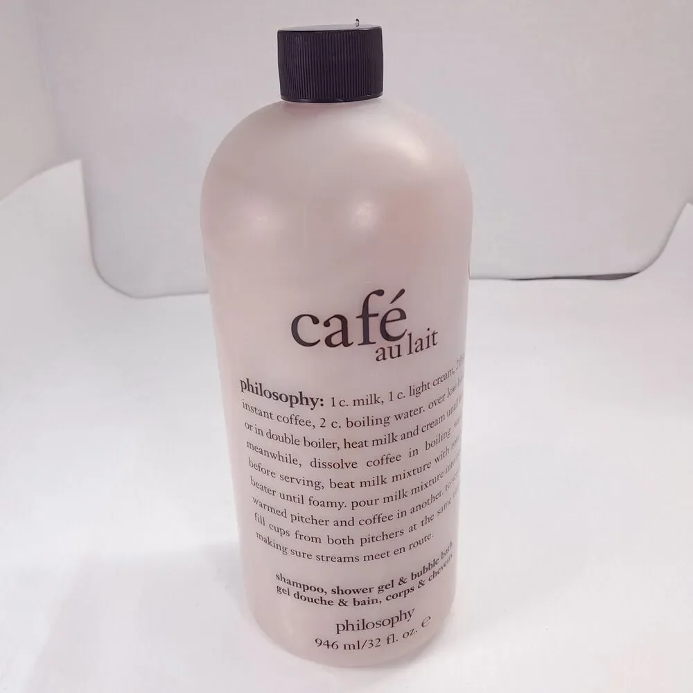 NEW Philosophy Cafe Au Lait Shampoo shower gel bubble bath 32 Oz 3-in-1 jumbo